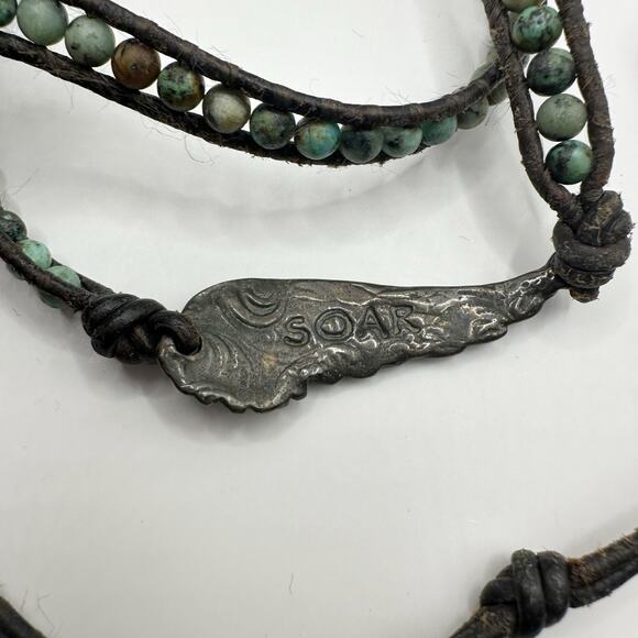 SOAR Wrap Bracelet Beaded Feather Angel Wing Beads Boho Festival Western - Picture 9 of 12